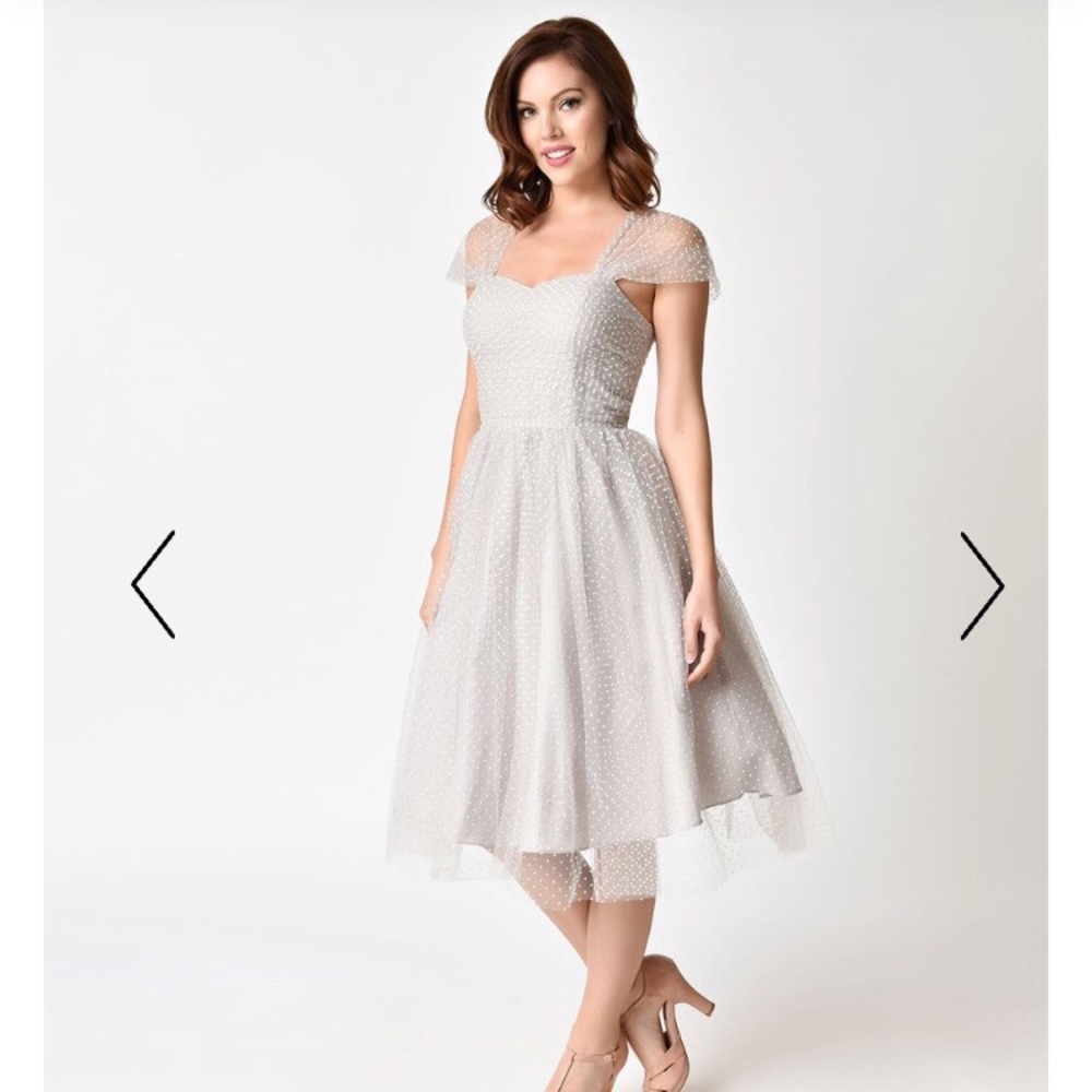 Unique Vintage gray and white cocktail dress